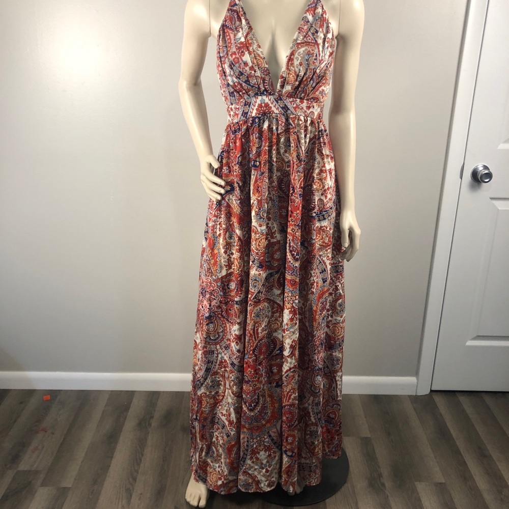 Red paisley bohemian maxi dress - Women’s Size M